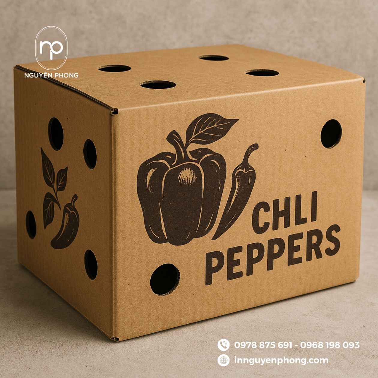 Mẫu thùng carton đựng ớt